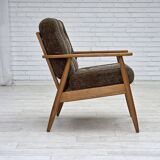 1970s, Danish armchair, beech wood, furniture wool fabric.