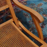 Cane folding armchair in solid wood