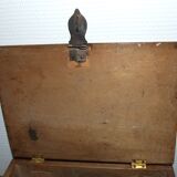 Old box with inscription, fittings, lock and key