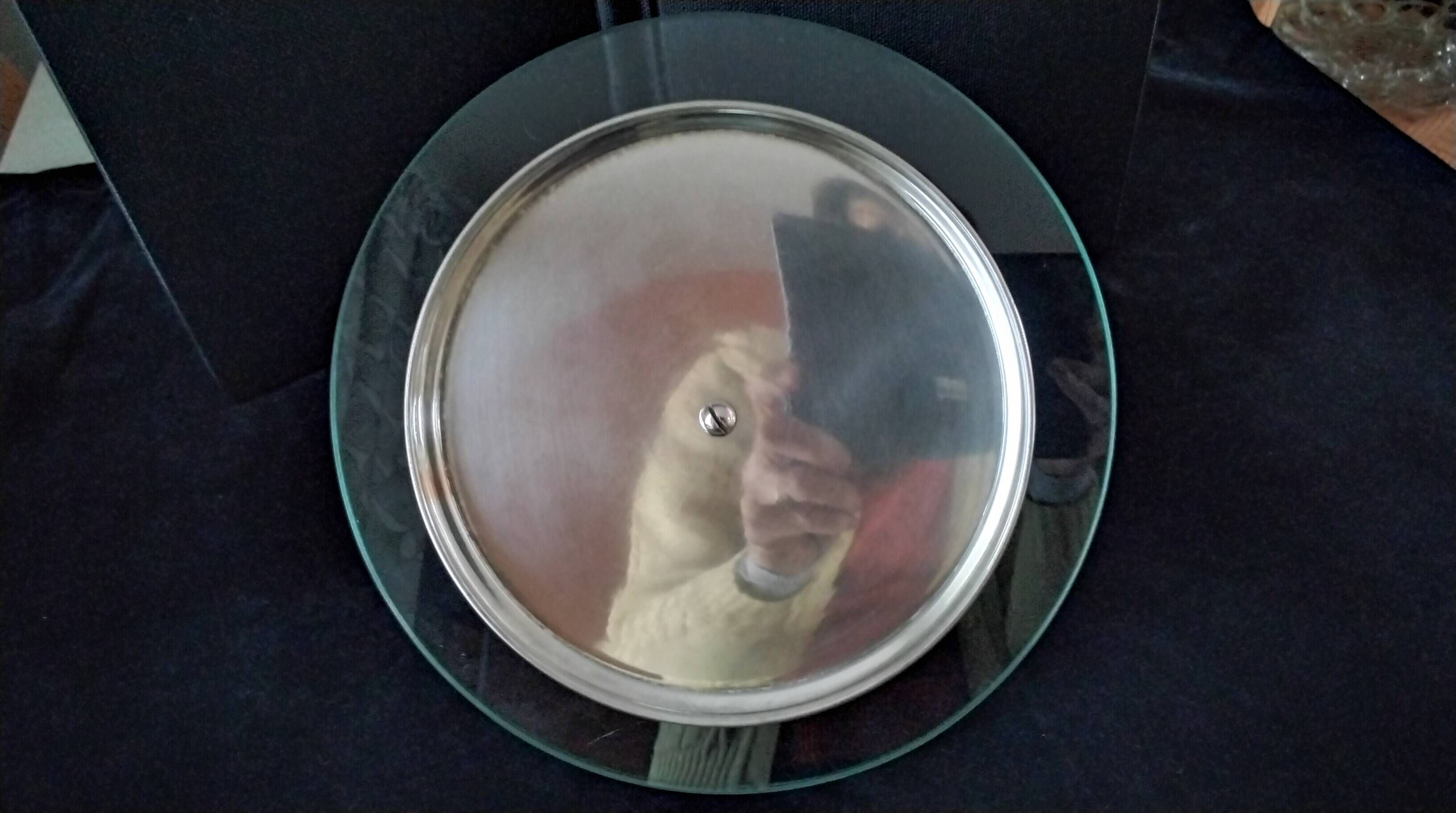Cheese platter in glass and silver-plated metal Alexandre Gelb