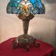 antique solid bronze lamp and glass lampshade 47x32 6kg