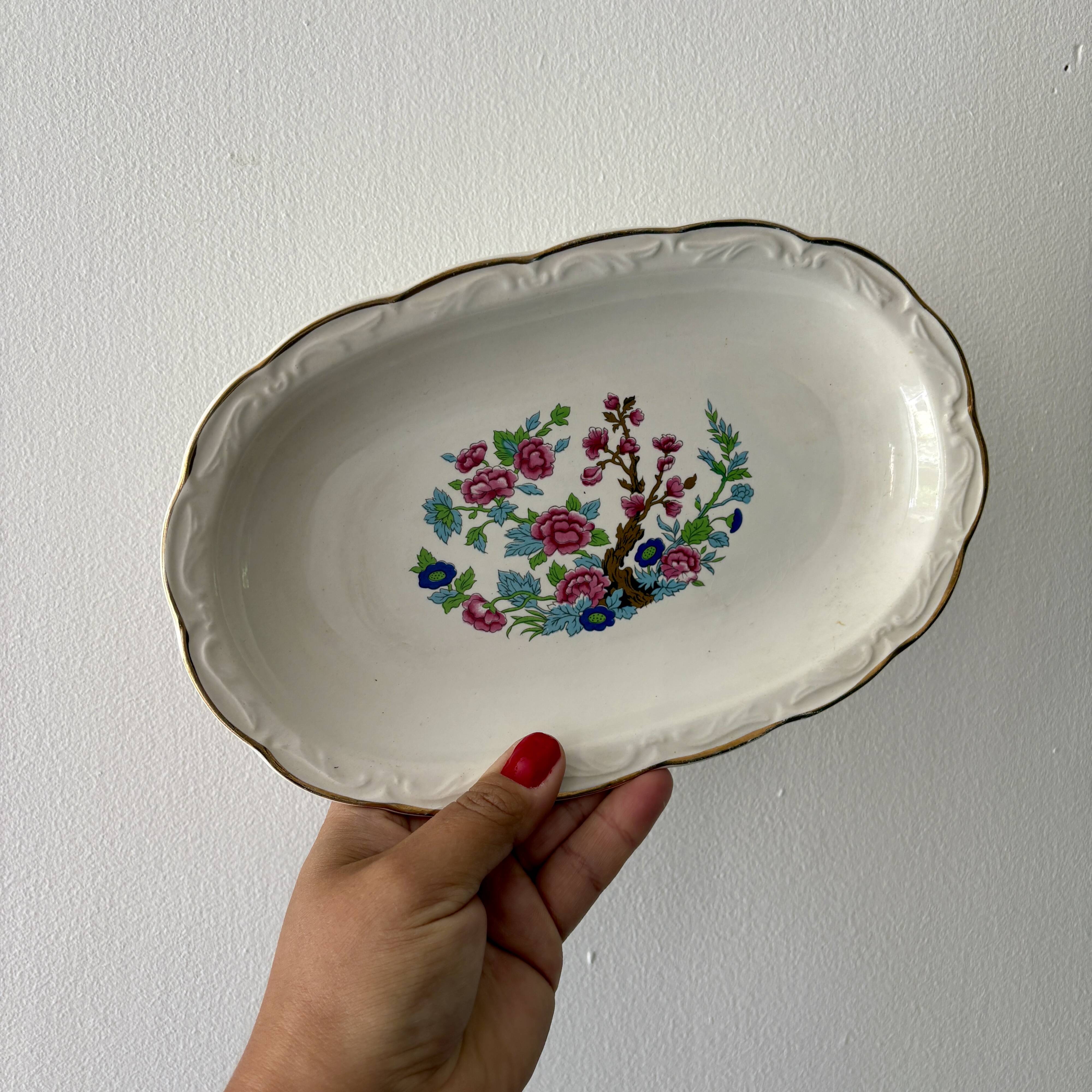 Set of 3 vintage relish dishes, "Indian Tree" model by Digoin