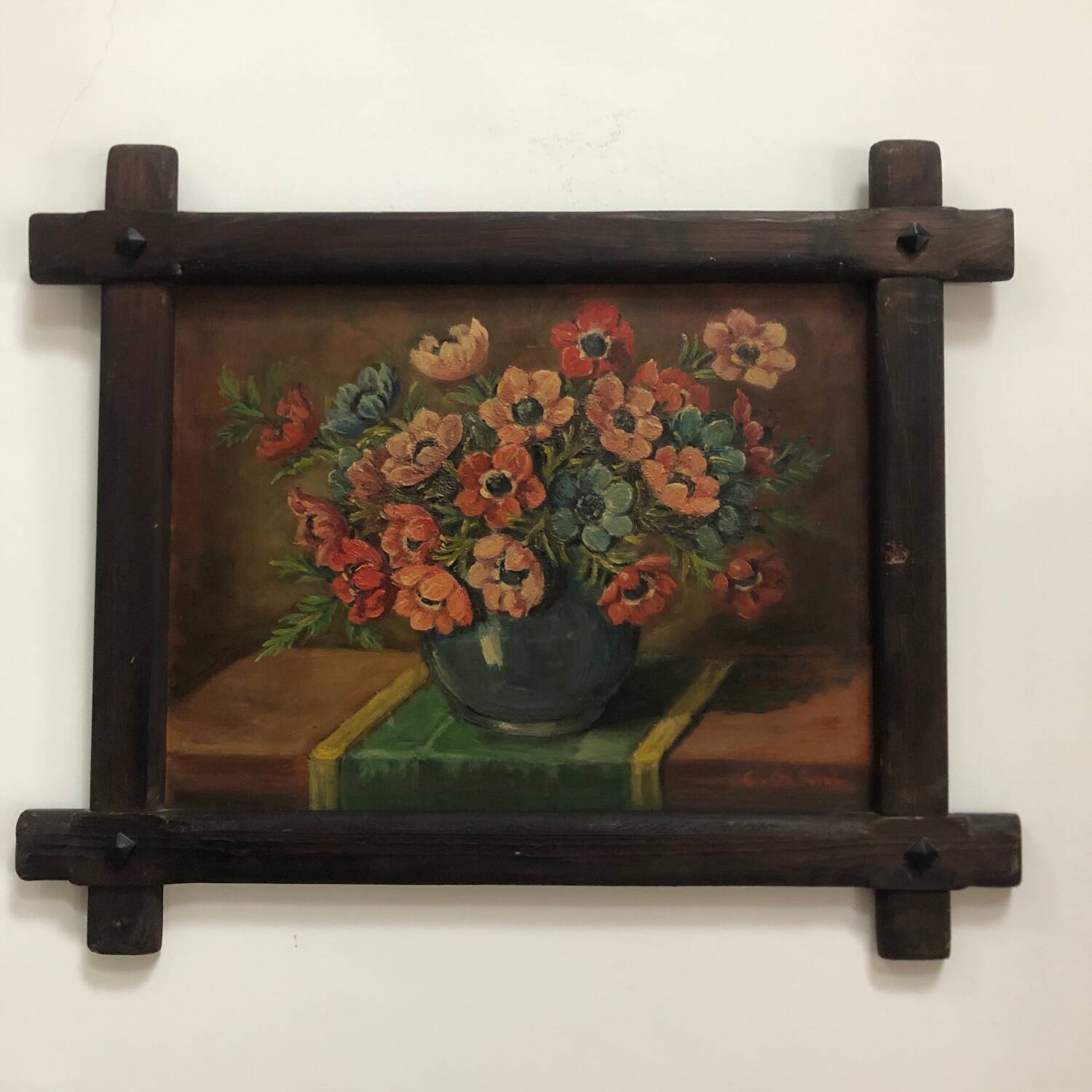Huile sur panneau bouquet de tulipes