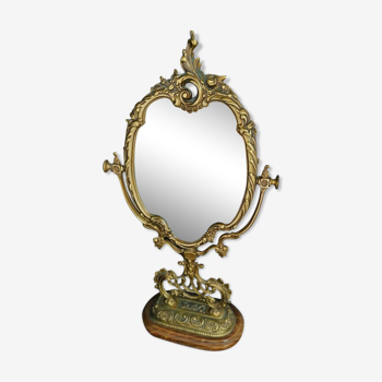 Mirror on swivel base, baroque style, brass 25x47cm