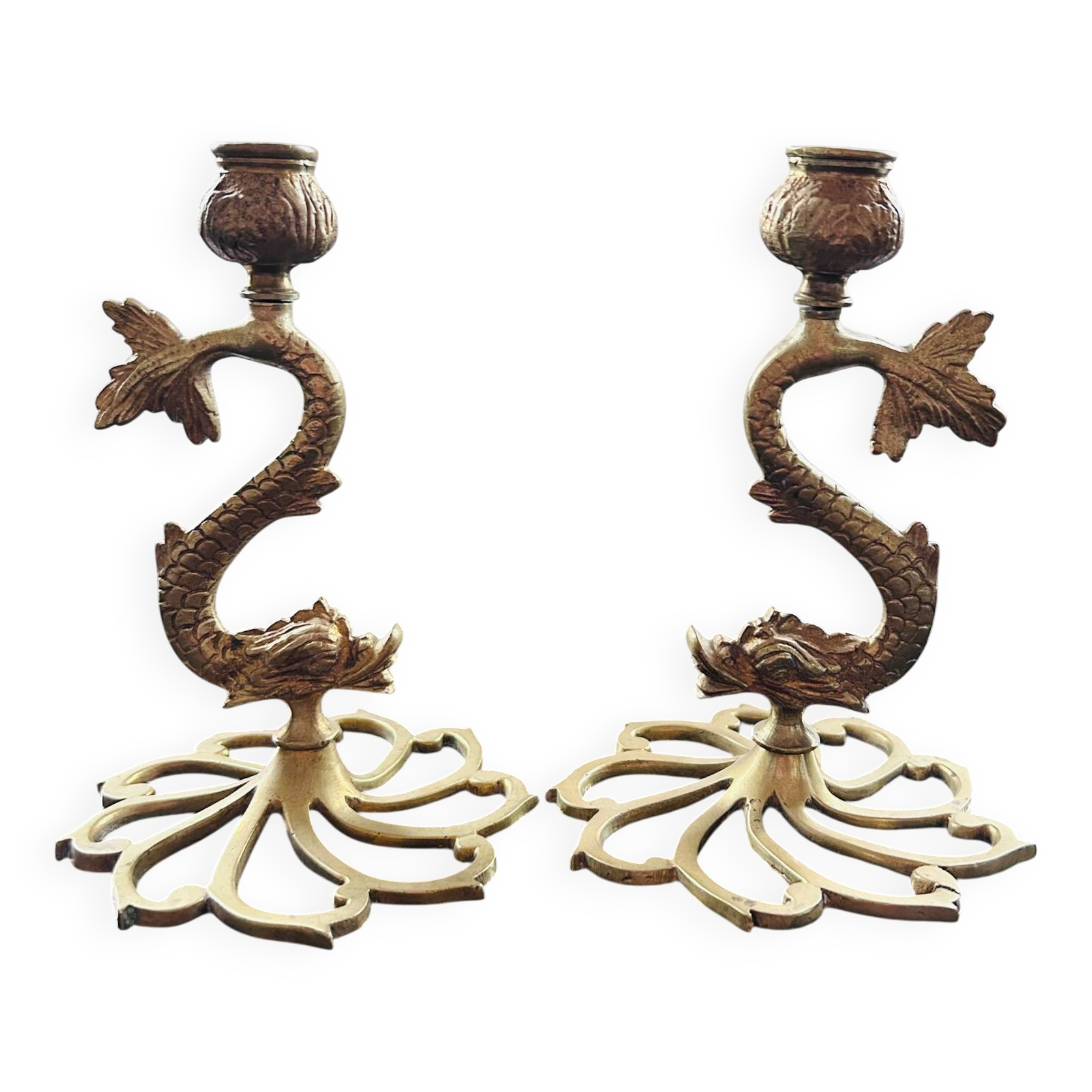 Pair of gilded bronze candlesticks