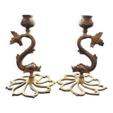 Pair of gilded bronze candlesticks