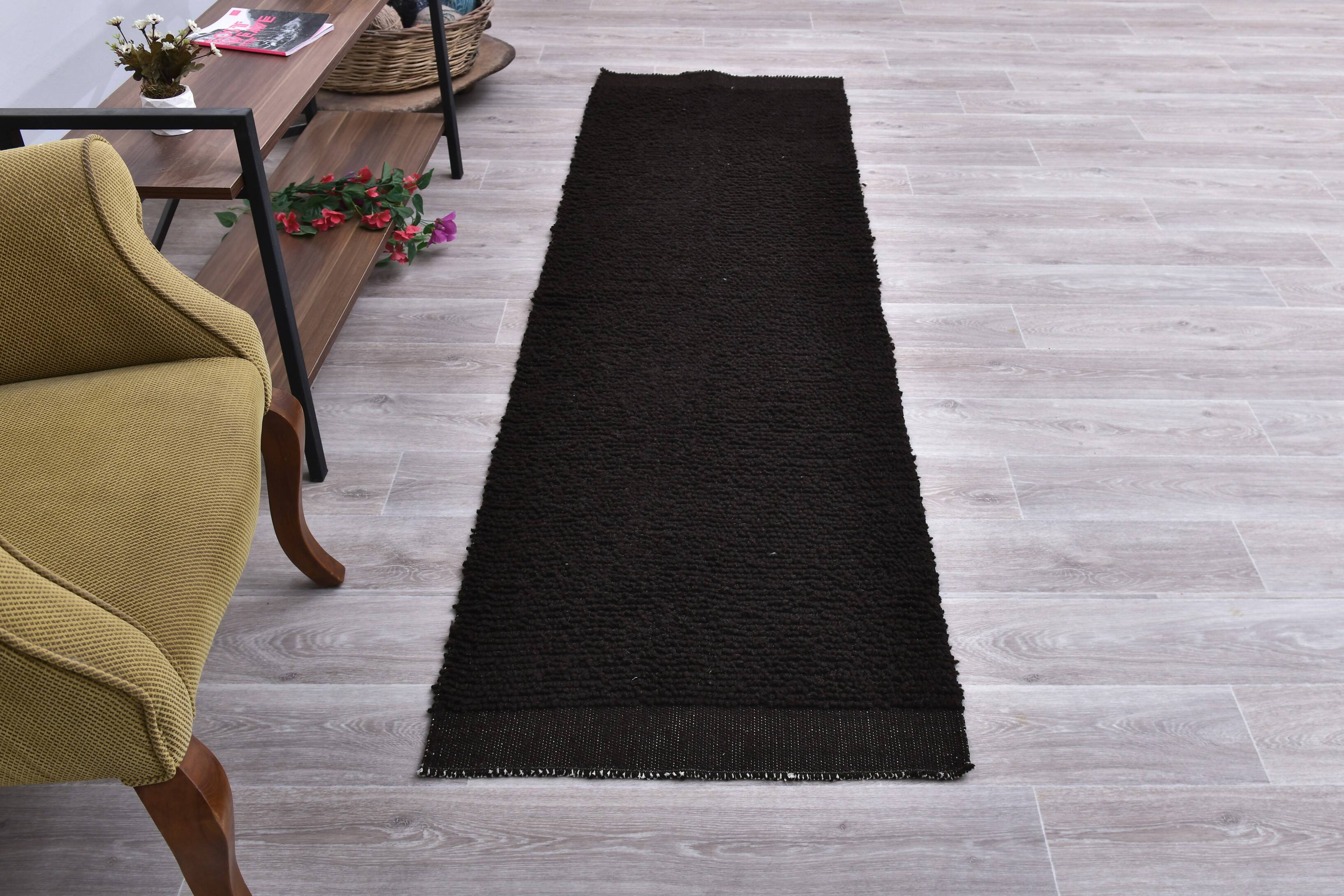 2x8 Dark Brown Vintage Runner Rug 67x240Cm SK 242085
