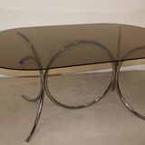 Smoked glass and chrome table circa 1970