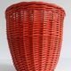 Bohemian Mid-Century Coral Red Wicker Basket, France, circa 1960s