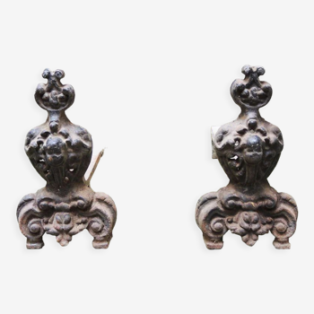 Cast iron chenets baroque style