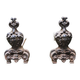 Cast iron chenets baroque style