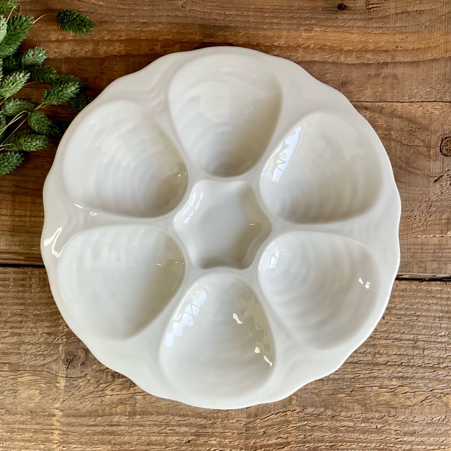 2 Apilco France porcelain oyster plates