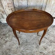 Antique Oval Cocktail Table Guéridon LOUIS XV Wooden Curved Legs Vintage