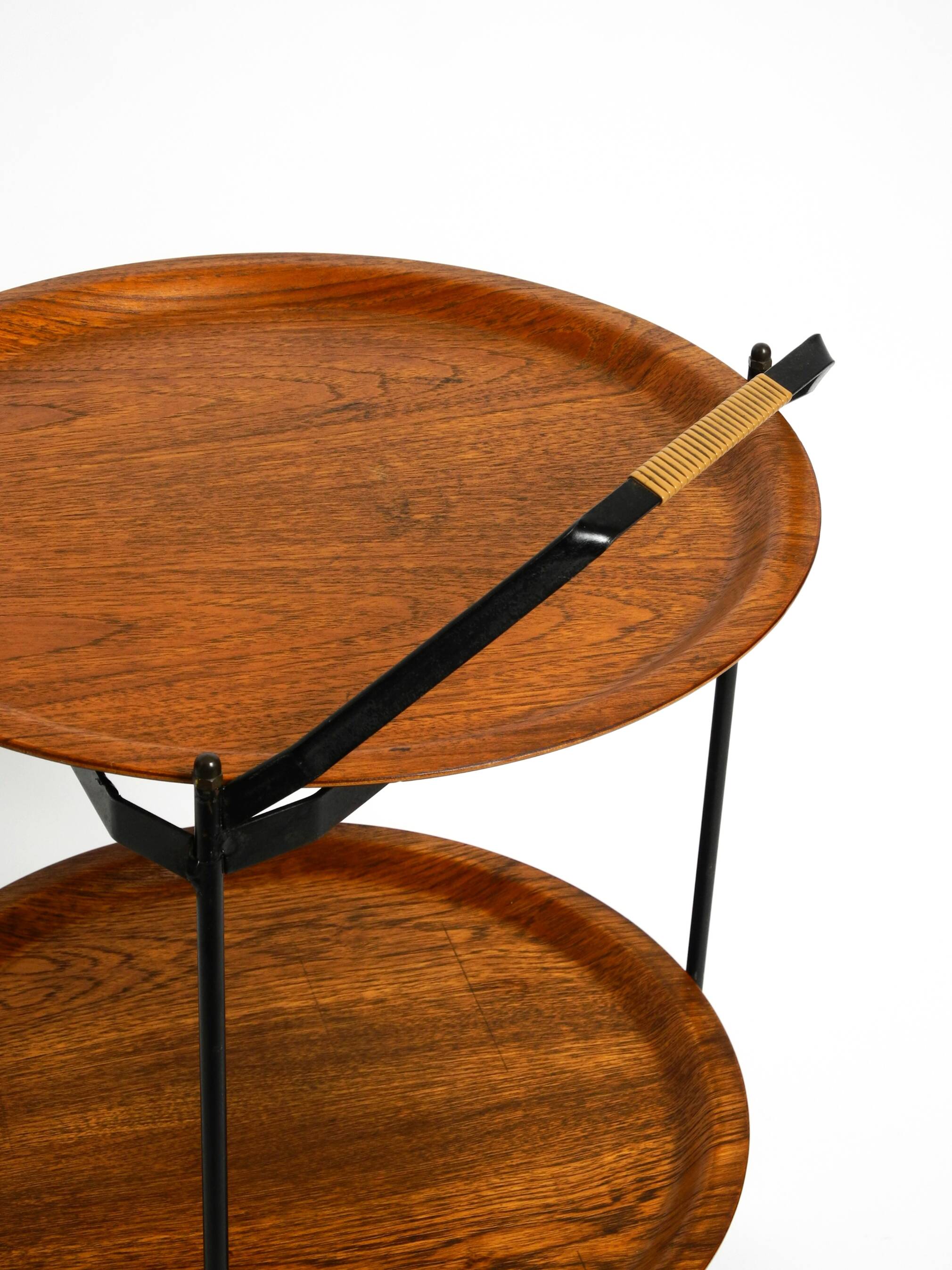 Folding Mid Century serving trolley with removable teak pagwood trays
