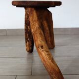 Vintage wooden brutalist stool or plant stand
