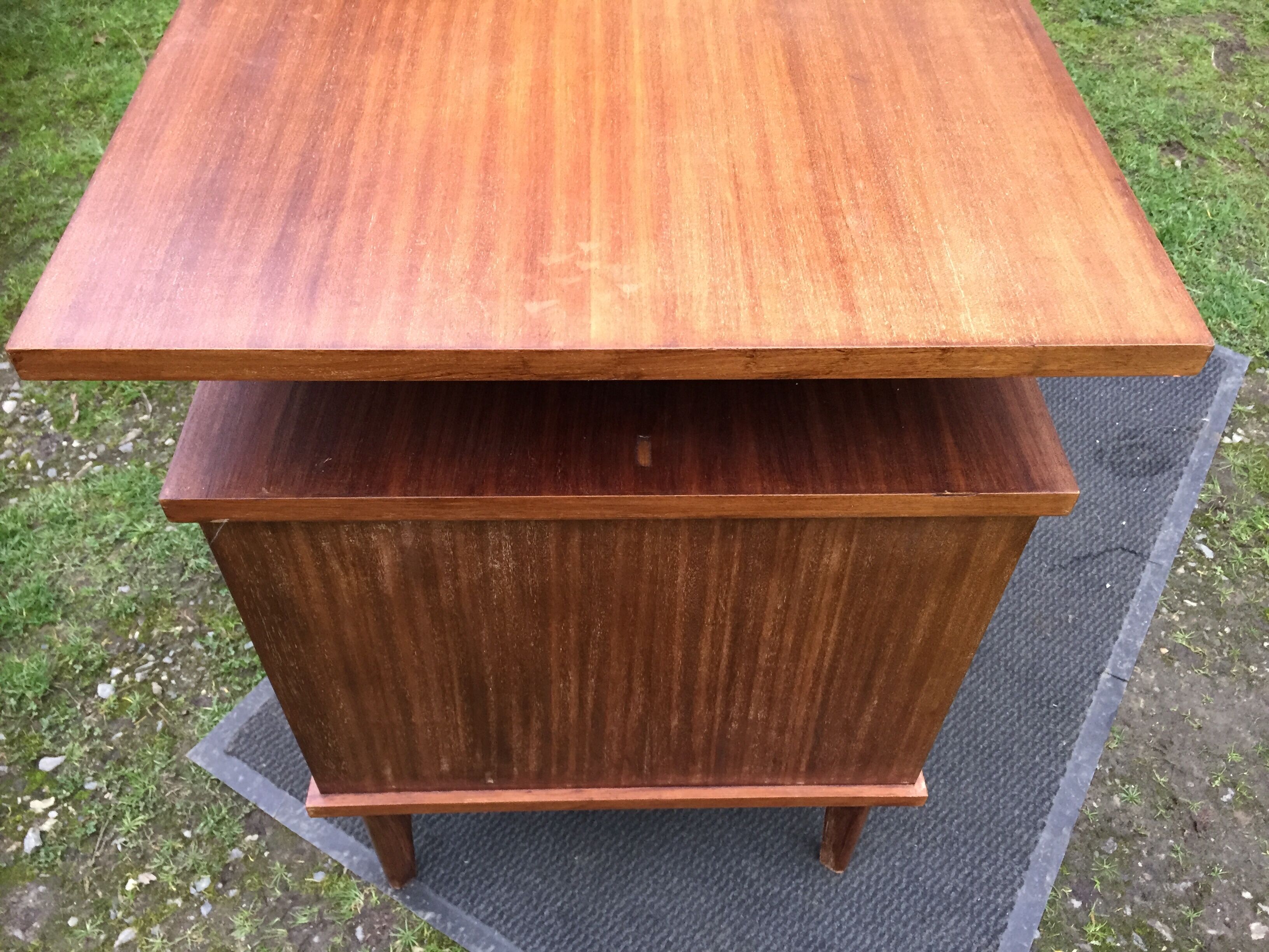 Vintage teak desk with 5 feet compass and 3 drawers