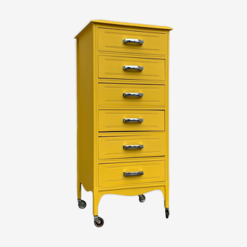 Chiffonnier vintage jaune poudré 1950