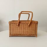 Vintage rattan and wicker basket from the 60s/70s
