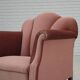 1950s, Danish armchair, salmon pink furniture velour, oak wood.