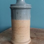 Vase soliflore bouteille en grès décor herbier