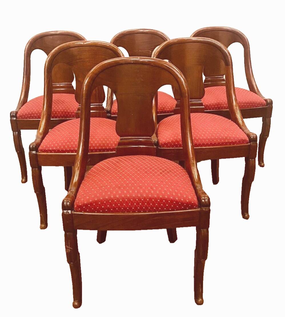 Suite de six chaises gondoles en acajou et placage XX siècle