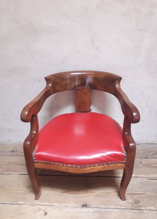 Fauteuil de bureau en noyer massif XIX°