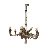 Lustre aux 3 angelots en bronze et albâtre