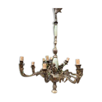 Chandelier with 3 cherubs in Bronze and Alabaster