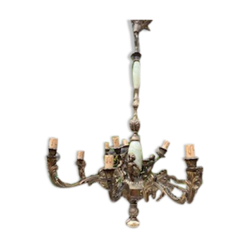 Chandelier with 3 cherubs in bronze and alabaster