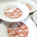 6 vintage white Augusty porcelain soup plates in very good condition.