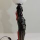 Vintage 1970s statue lamp – Black figurine in Art Deco style, opal ball.