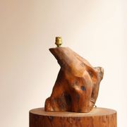 Grande lampe des années 60 en bois d’olivier