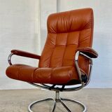 Vintage retro Ekornes Stressless reclining lounge chair & stool 1960s