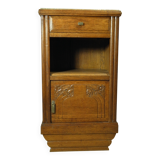 Art Deco oak and marble bedside table