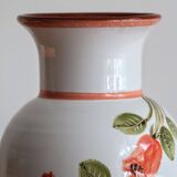 Vase à fleurs décor fleurs oranges numéroté