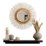 Miroir soleil en rotin artisanal