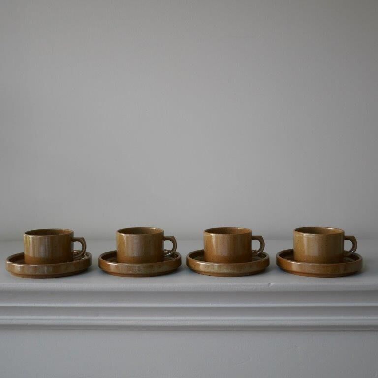 Set of 4 coffee cups in Brenne sandstone, France