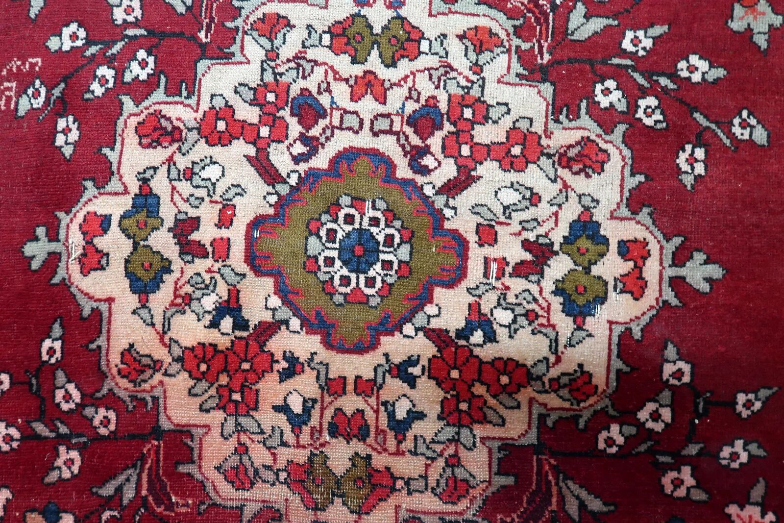Antique handmade wool Malayer rug 4.9' x 8.6' circa 1920s - 1C1285