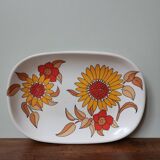 Vintage plate with tefal melamine orange flower pattern made in France
