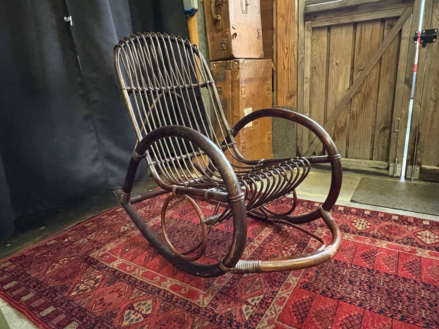 Vintage 1960s rattan rocking chair