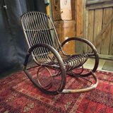 Vintage 1960s rattan rocking chair