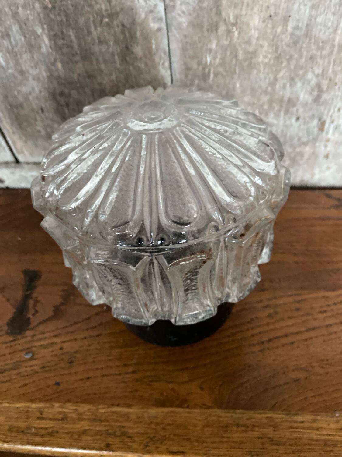 Antique Vintage Black Bakelite Mold Glass Ceiling Light