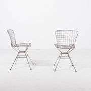 Paire de chaises vintage en fil d'acier de design architectural italien des années 1970