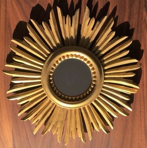Miroir soleil bois doré  32 cm 1950