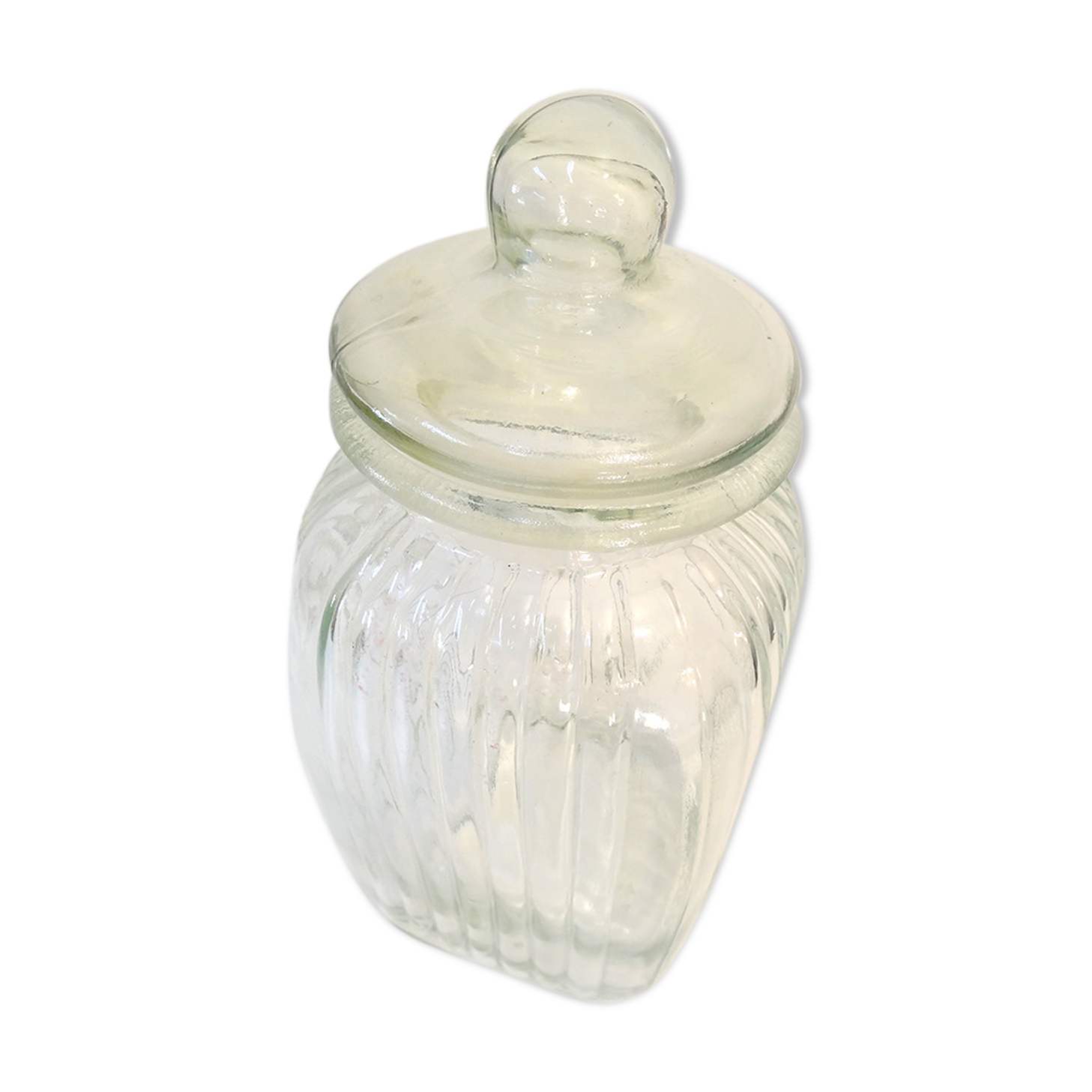 Airtight in striated glass candy