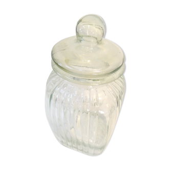 Airtight in striated glass candy