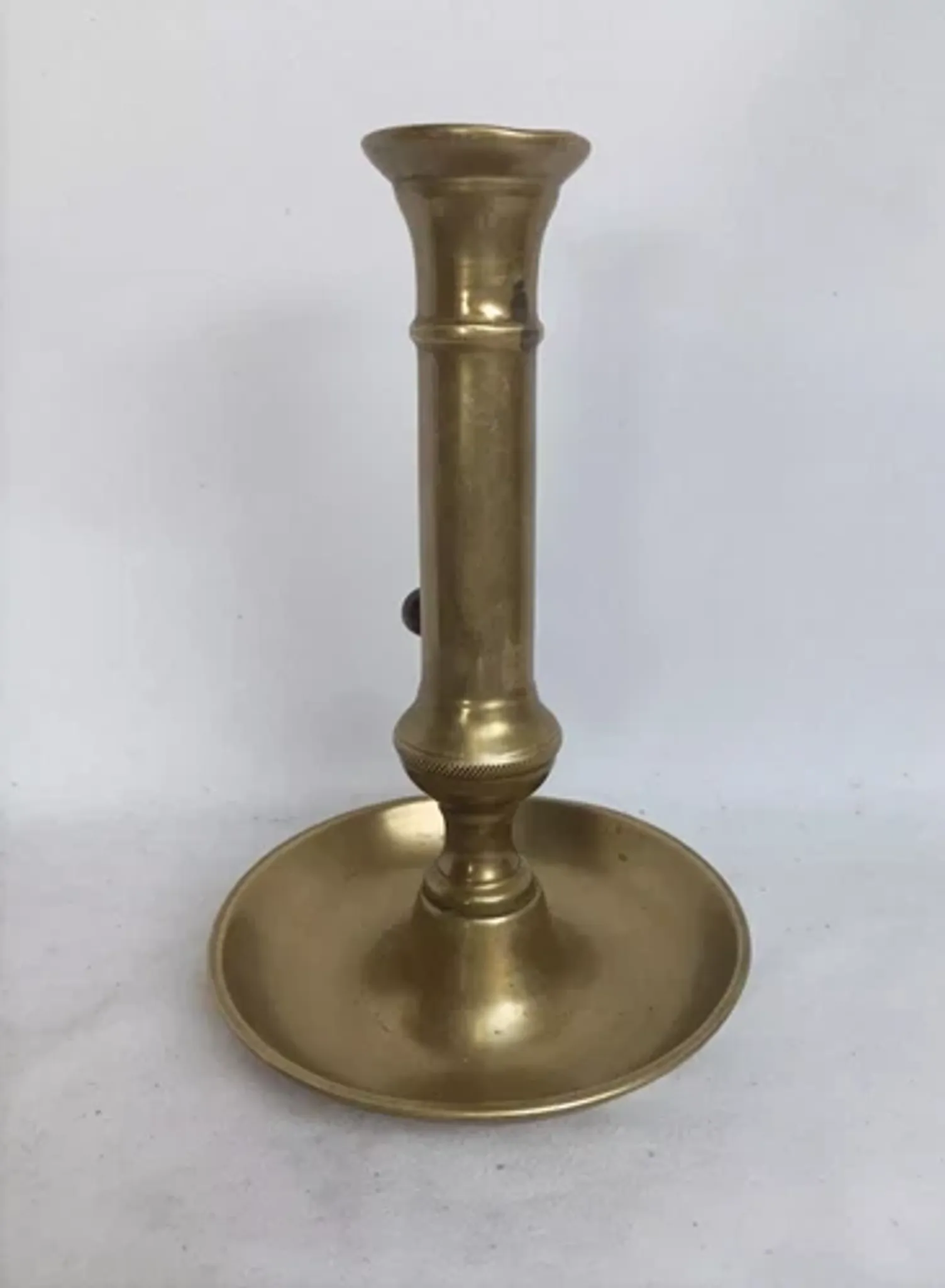 Set of 3 antique push-button bronze candlesticks from the Napoleonic III era.