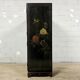 Vintage black Chinese lacquer cabinet with flowers and birds / bohemian