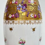 Very large limoges porcelain vase bernardaud white and iris gold