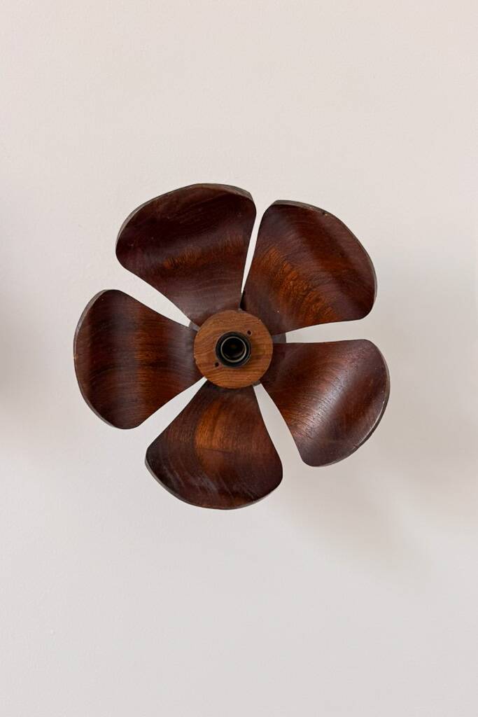 Vintage wall sconces, carved wood with floral pattern, France, 1960.